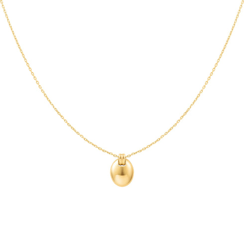 Gold Oval Charm Necklace